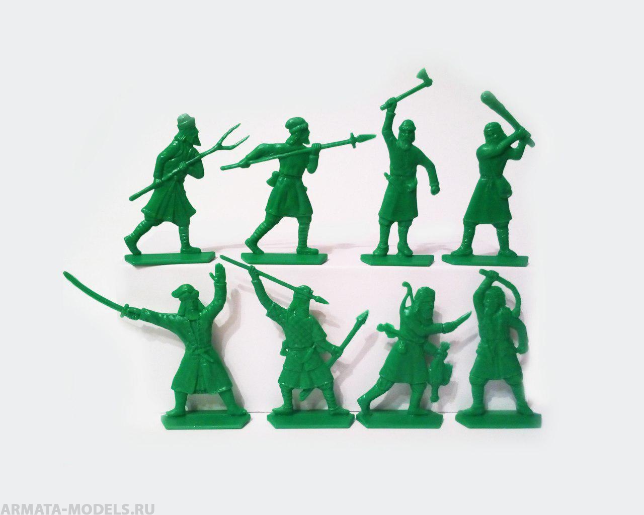 WAB003Green Набор фигур Крестьяне (зеленый) Воины и Битвы
