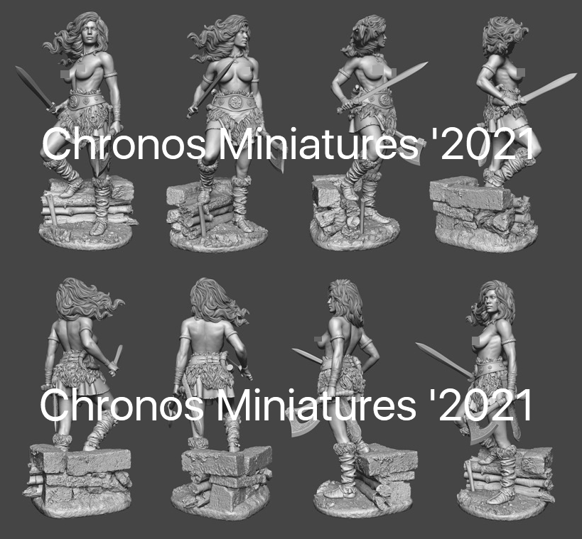 CHM-75054. Миры Фэнтези:Кельтская женщина-воин. 75 мм. Материал - смола. Chronos Miniatures