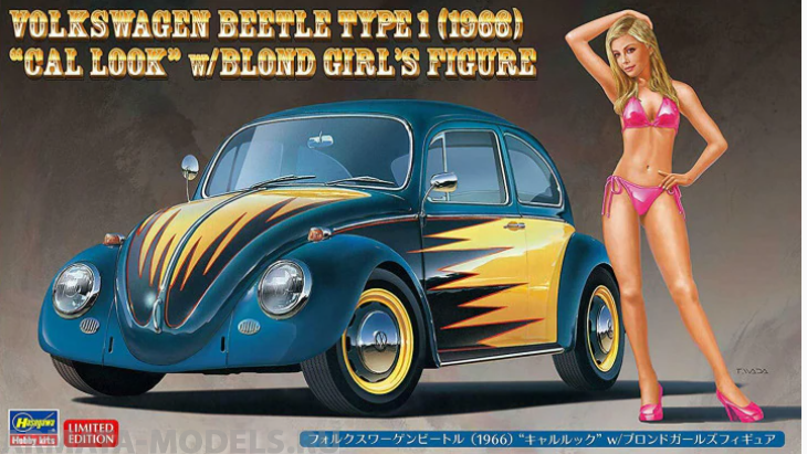 52245  Автомобиль Volkswagen Beetle (1966) Cal Look w/Blond Girls Figure (HASEGAWA) 1/24 Hasegawa