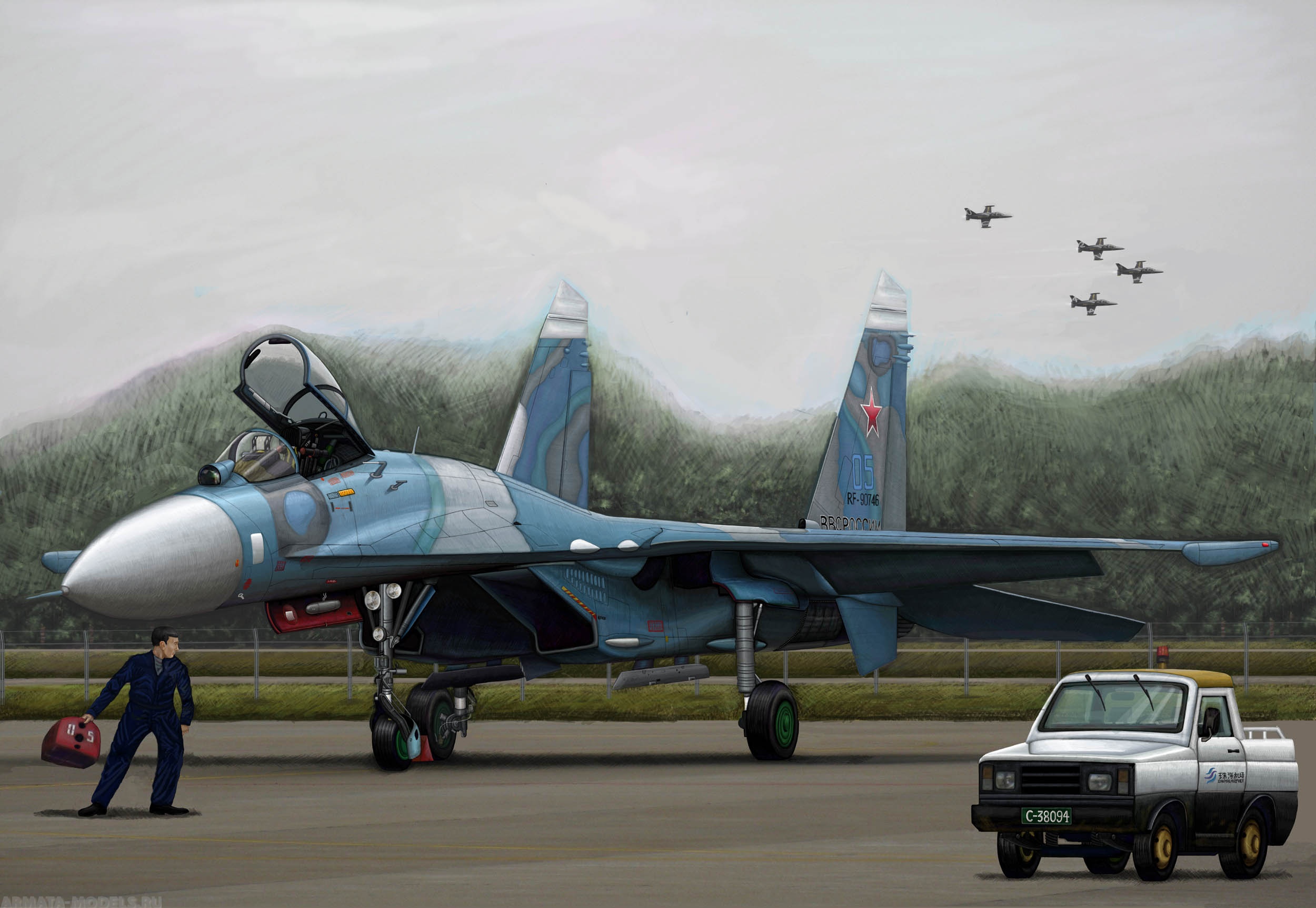03909 Самолет  Су-27 (Flanker B) - ранний Trumpeter