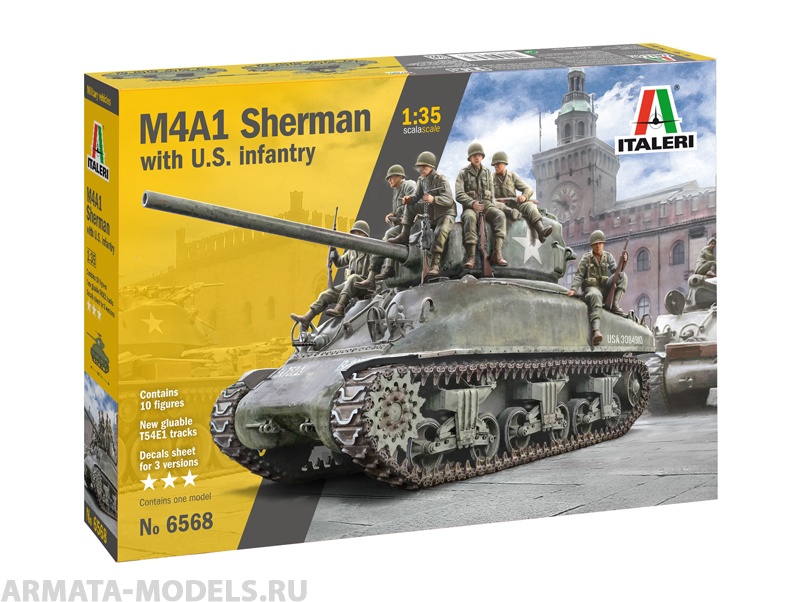 6568ИТ Танк M4A1 SHERMAN wiith infantry Italeri