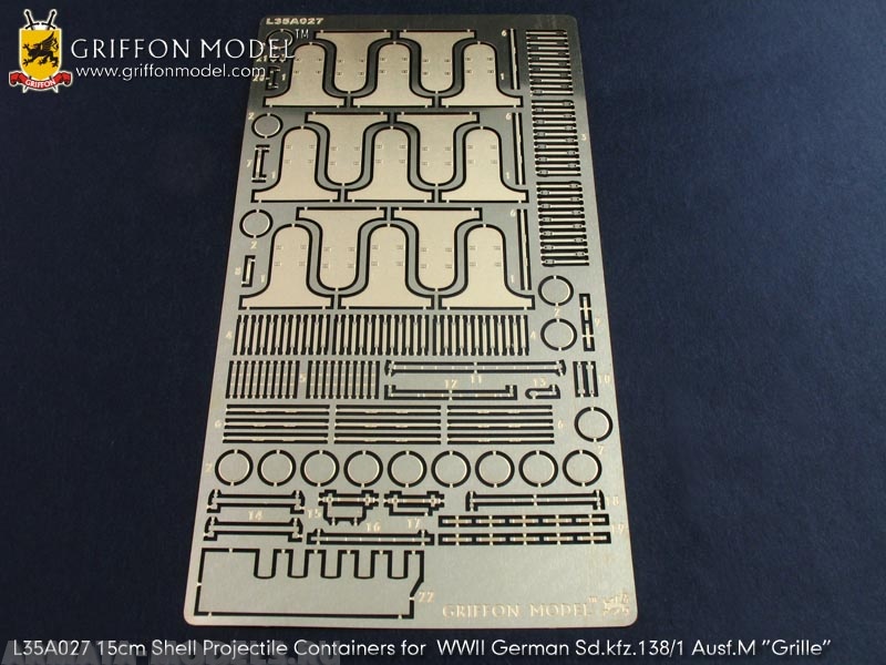 L35A027GR  15cm Shell Projectile Containers for WW II German Sd.Kfz.138/1 Ausf.M “Grille” (Suit for Dragon 6429 Kit) 1/35