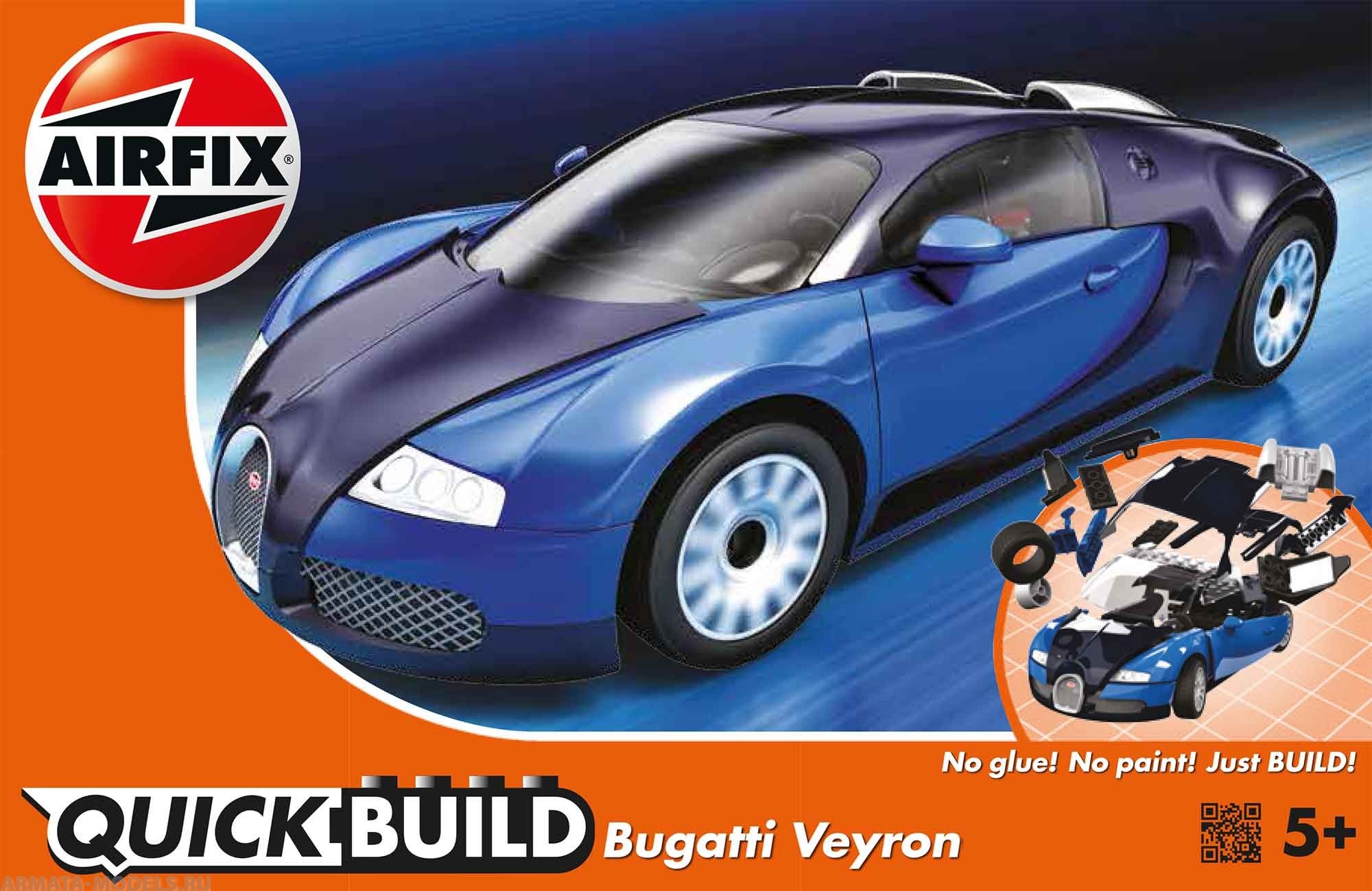 J6008 QUICKBUILD Bugatti Veyron - Черный\Синий Airfix
