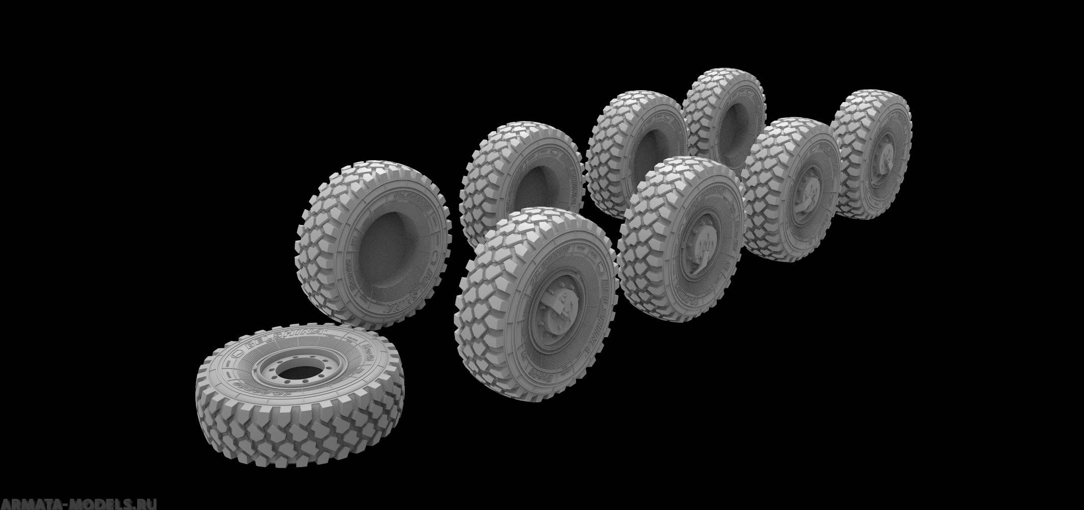 AM3574 Высокодетализированные колеса под нагрузкой + запасное колесо для Панцирь С-1, 1/35