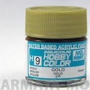 H009  Краска водоразбавляемая художественная т.м. MR.HOBBY  10мл  GOLD