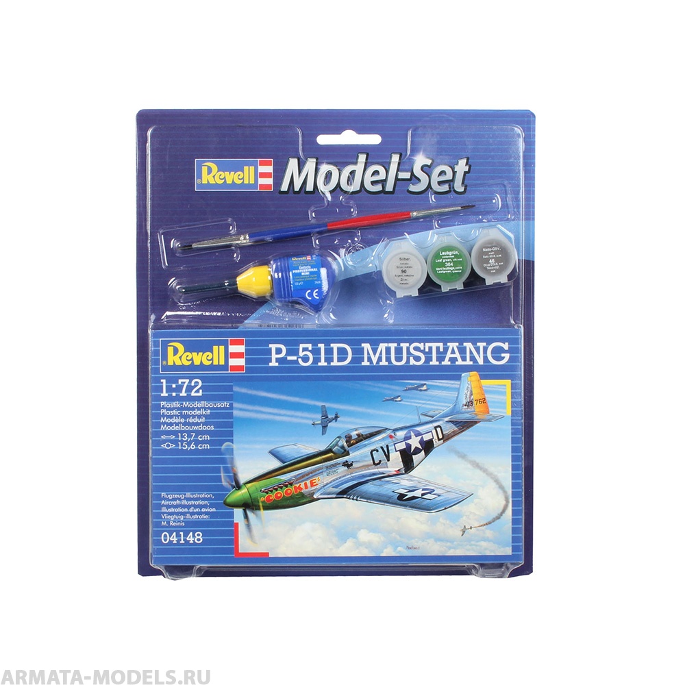 64148 Набор Самолет-истребитель P-51 D Mustang, 2-ая Мировая Война, США Revell
