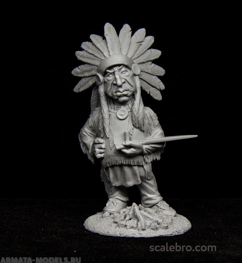 СM-С12 Декоративная фигурка из смолы ;Вождь (Indian Chief) ScaleBro