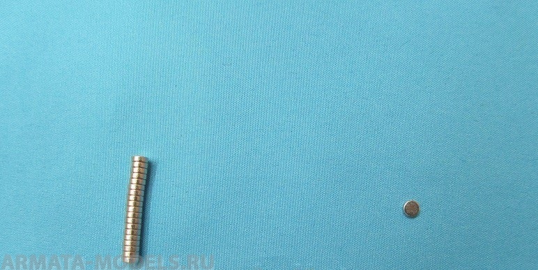 AH9101 Магниты неодимовые (таблетка) диам. 2 мм, высота 1 мм. 20 шт. в уп.