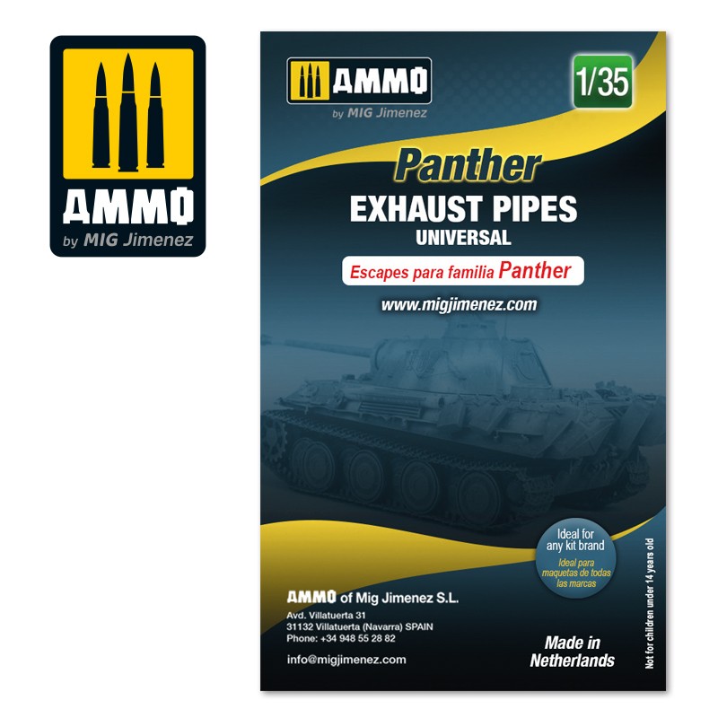 AMIG8090 Ammo Mig Набор выхлопных патрубков 1/35 Panther exhausts pipes universal Ammo Mig