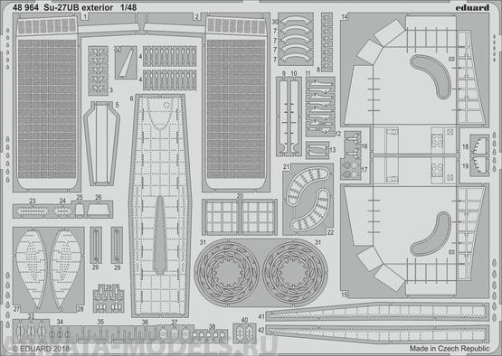 48964	Фототравление Su-27UB exterior  For Hobby-Boss kit (Eduard) 1/48