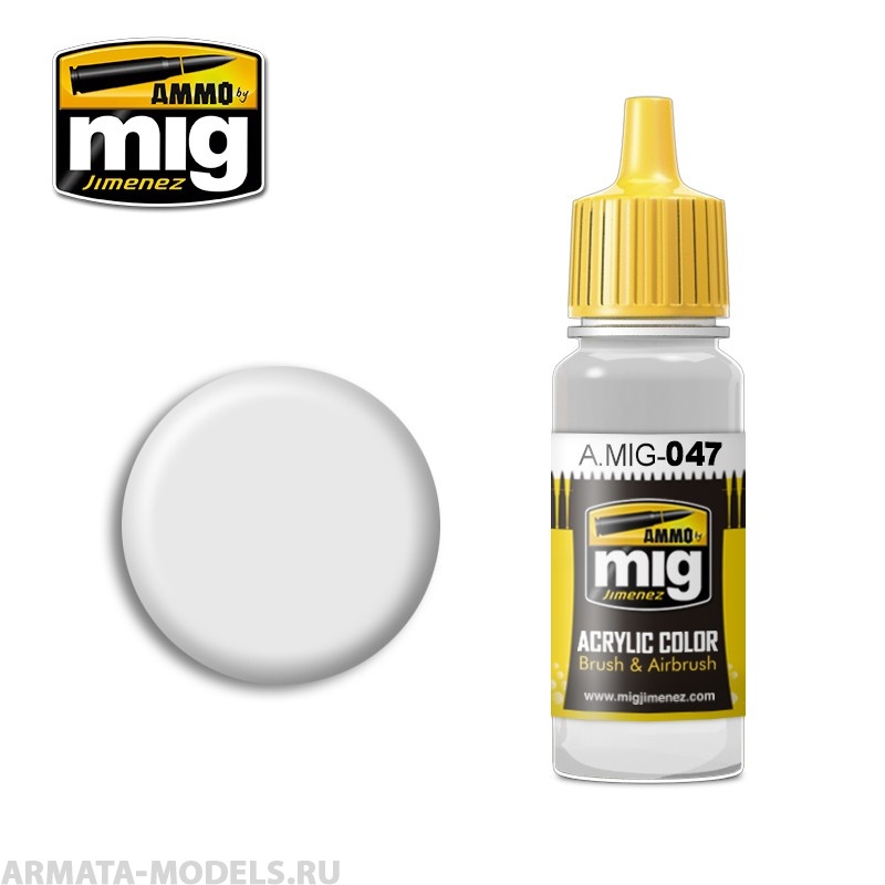 AMIG0047 Ammo Mig Акриловая краска SATIN WHITE 17 мл