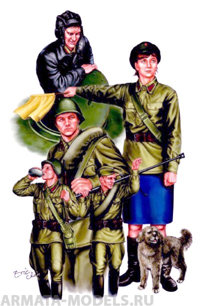 00412 Советские танкисты с регулировщицей Trumpeter