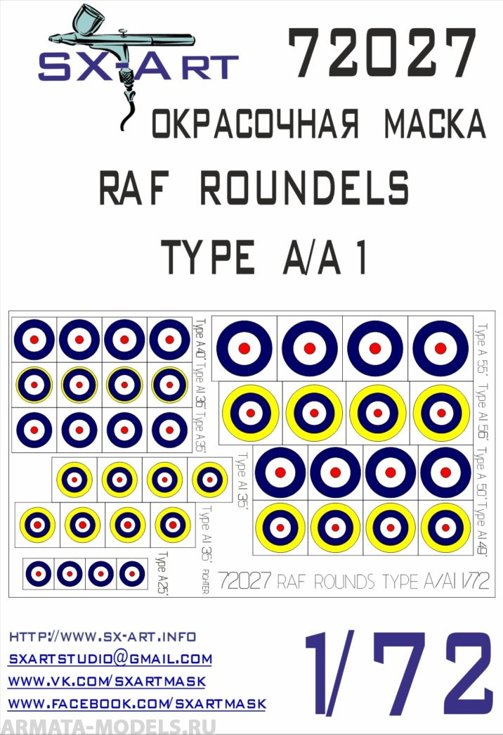 72027SX Окрасочная маскам RAF ROUNDELS TYPE A / A1