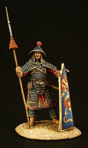 CHM-54114(M). Китайский тяжеловооруженный воин, XIII век. 54 мм. Материал - белый металл. Chronos Miniatures