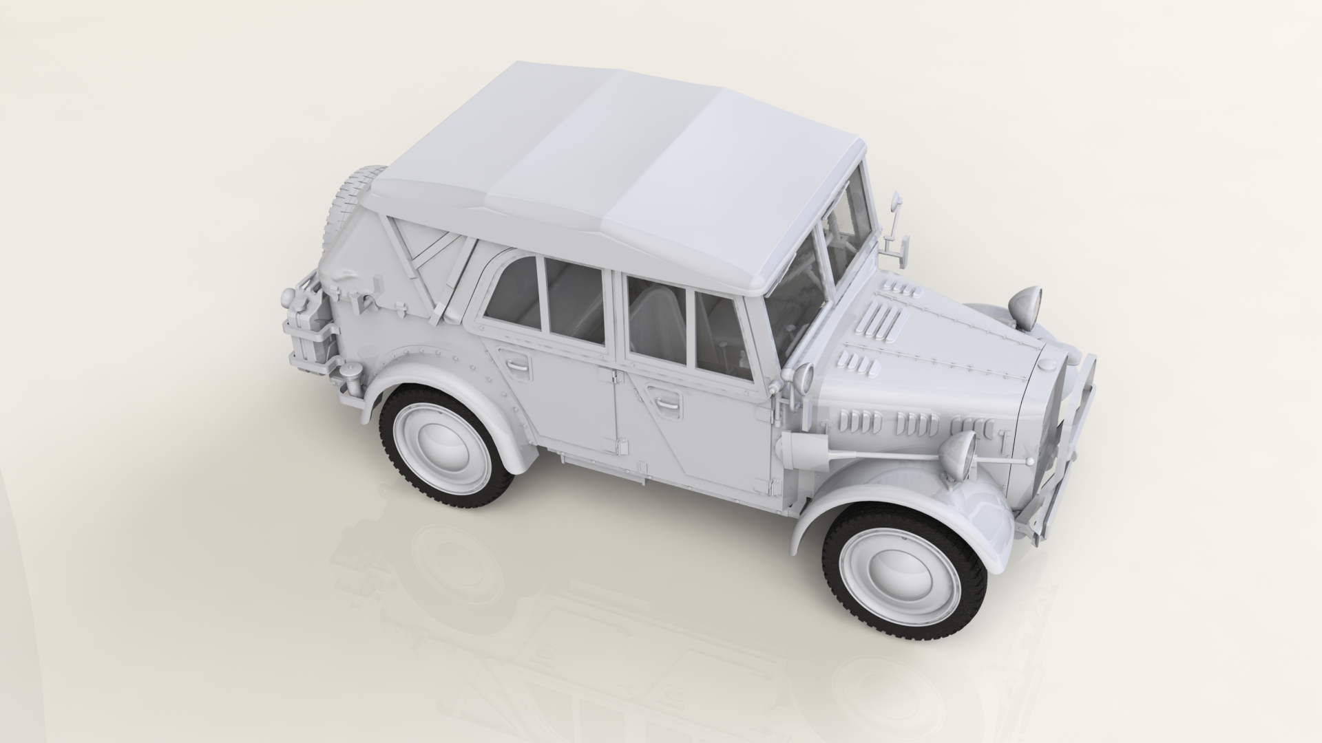 35582 le.gl.Einheitz-Pkw Kfz.1 с тентом, Германский легкий внедорожный автомобиль ІІ МВ ICM