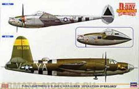 02091P-38J LIGHTNING and B-26B/C MARAUDER OPERATION OVERLORD (Two kits in the box) Hasegawa