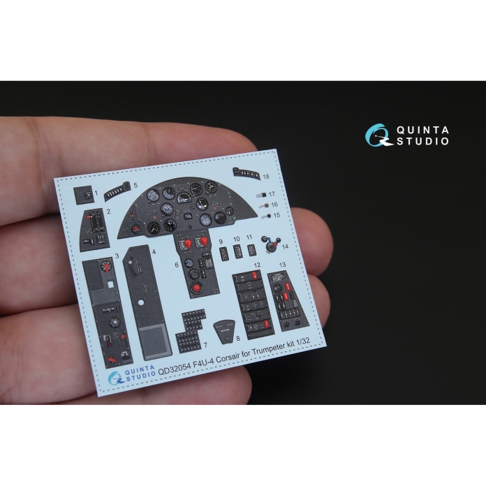 QD32054 3D Декаль интерьера кабины F4U-4 (для модели Trumpeter)