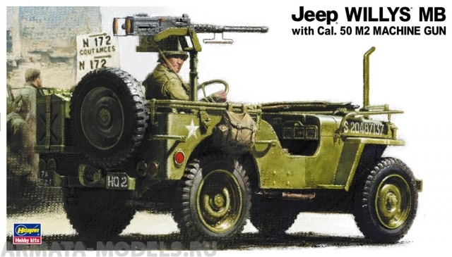 24502 Автомобиль Jeep Willys MB 50mm M2 MG Hasegawa