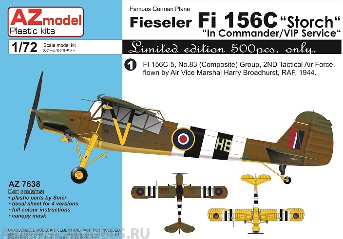 AZ7638 Fieseler Fi-156C Storch AZmodel Plastic kits