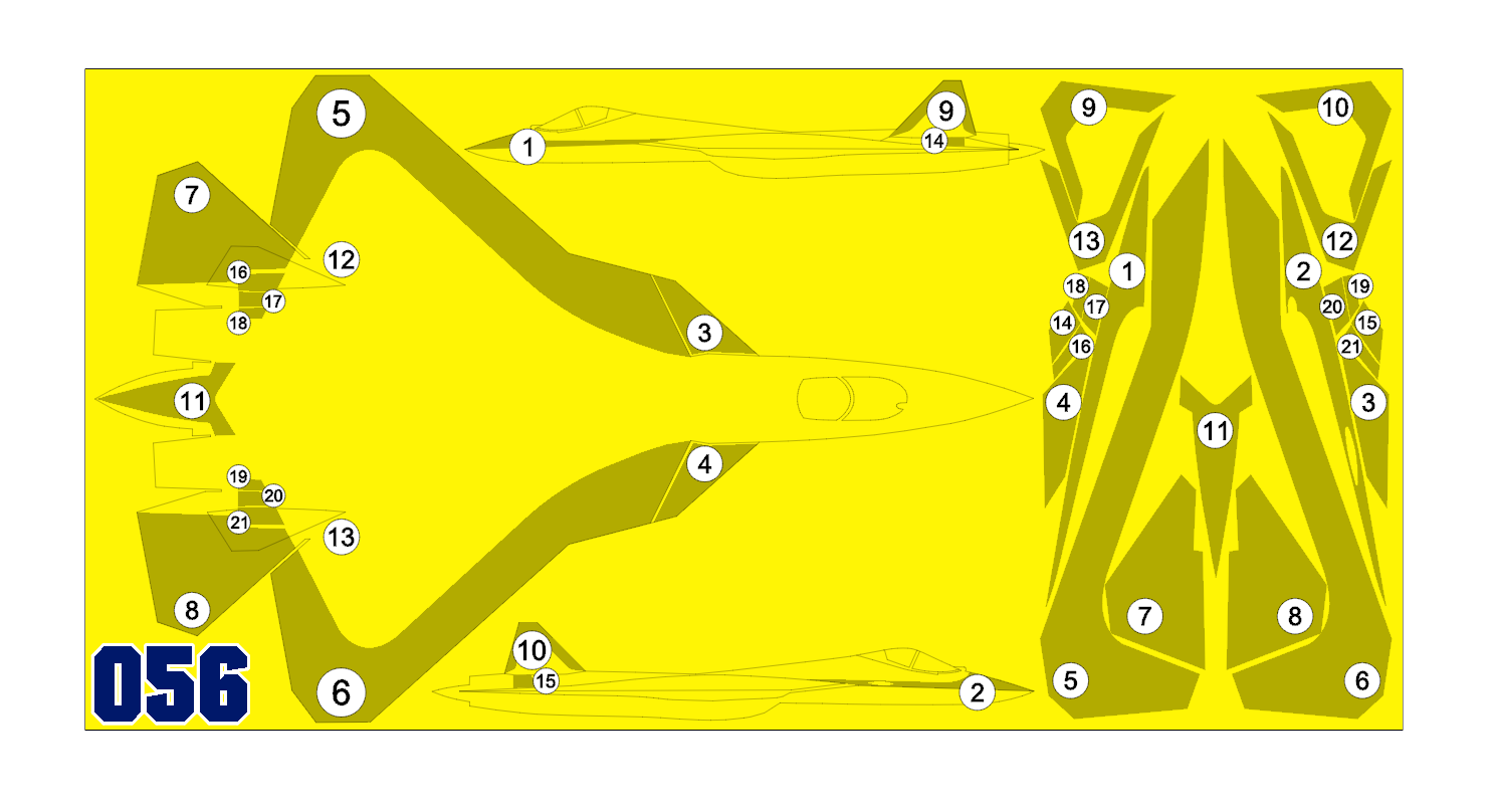 AM72133 Маска окрасочная для Су-57  (Новый) Борт №056 Плавный камуфляж Призрак Звезда 1/72