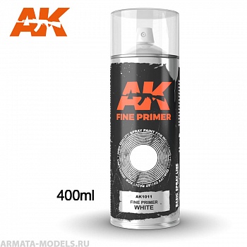 AK1011 Грунтовка Fine Primer White - Spray 400ml (Includes 2 nozzles)