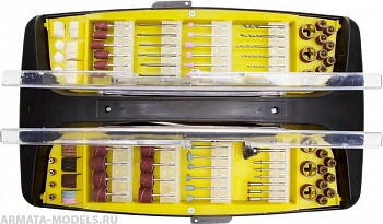 29906-H191 Набор мини-насадок MASTERдля гравиров машин, в пластик боксе, гибкий вал,штатив, место для гравёра,191 предм