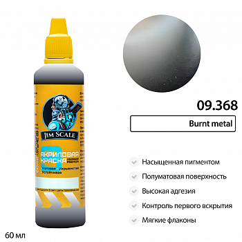 09.368JIM Краска водно-акриловая металлик Jim Scale: Burnt metal 60мл