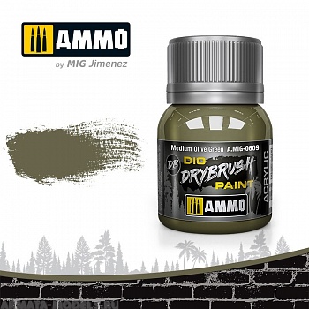 AMIG0609 Ammo Mig Краска акриловая DRYBRUSH  Medium Olive Green