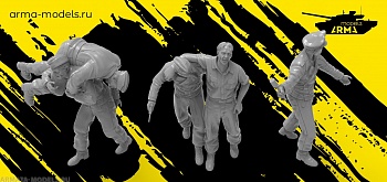 AM72198 Набор немецких танкистов покидающих танк (5 фигур).