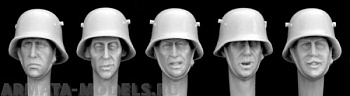 HGH09 5 heads, Ger. WW1 steel helmet 